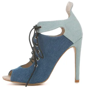 Cape Robbin Blaire-2 Denim Heeled Booties Denim