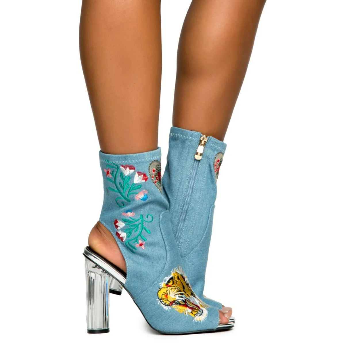 Cape Robbin Connie-45 Denim Heeled Booties Denim