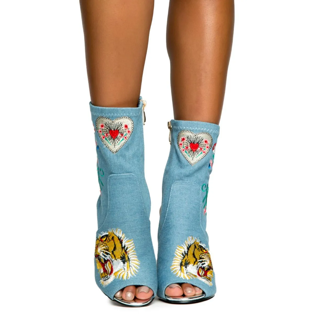 Cape Robbin Connie-45 Denim Heeled Booties Denim