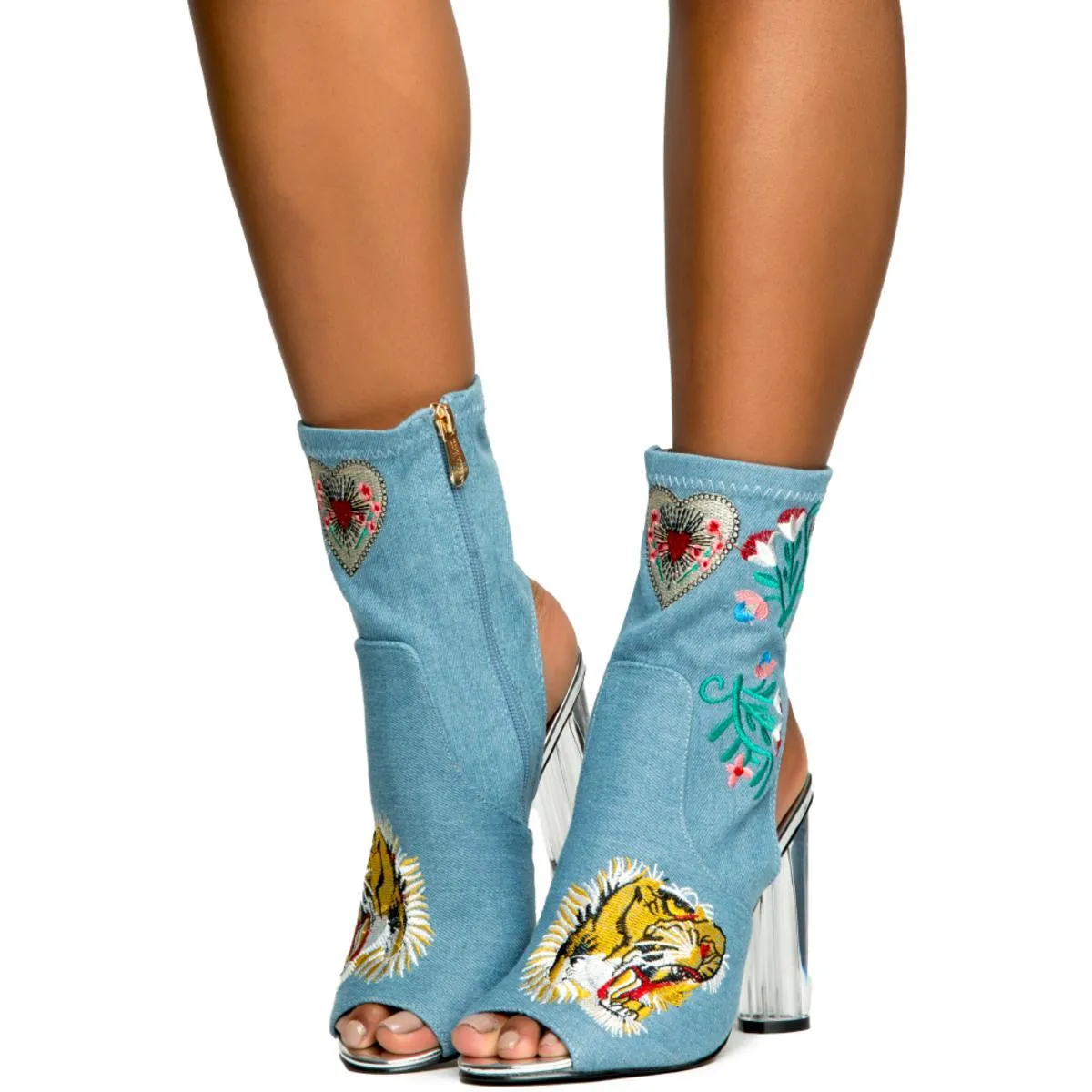 Cape Robbin Connie-45 Denim Heeled Booties Denim