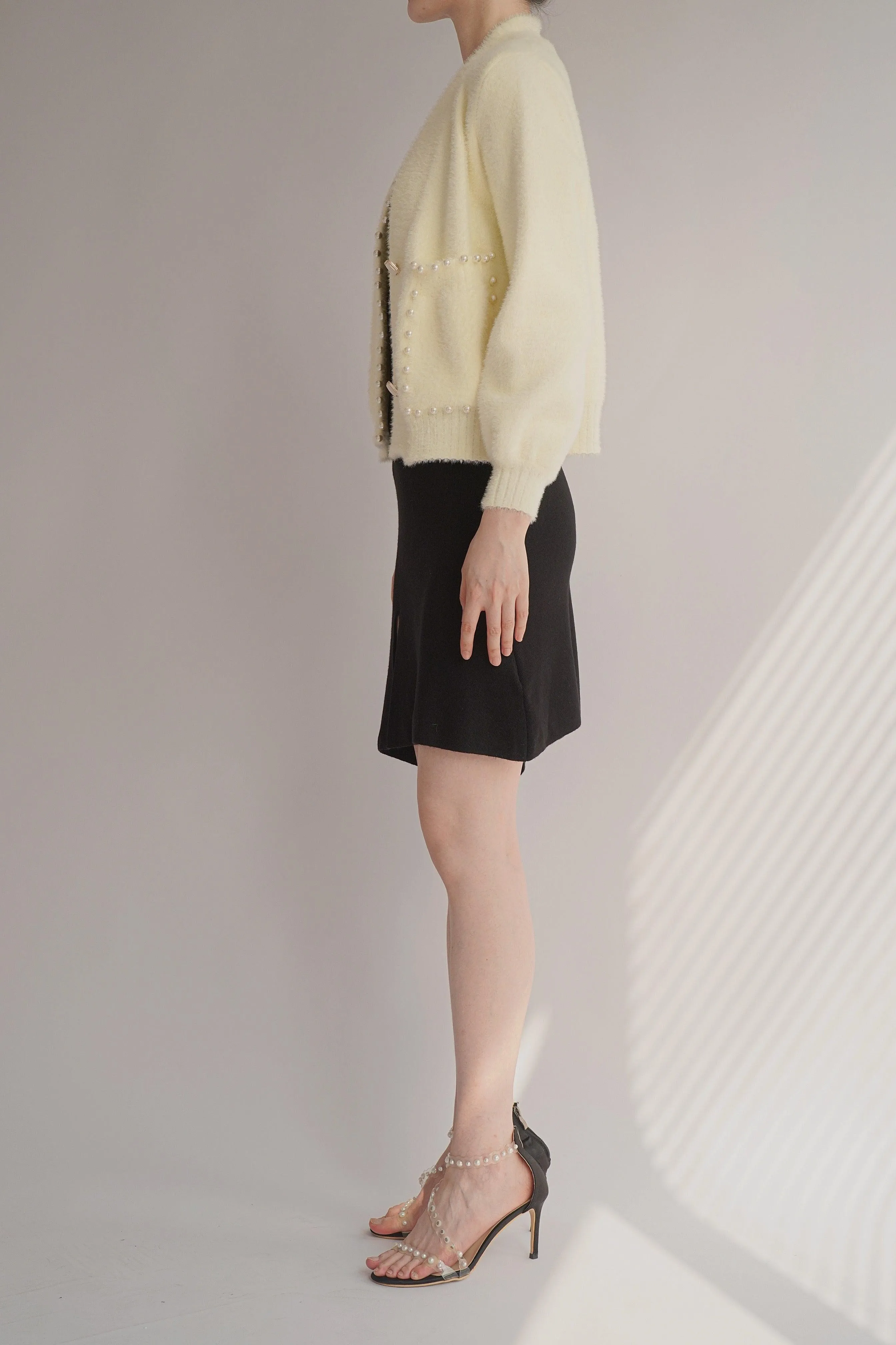 Carol Pearl Embellished Cardigan - White