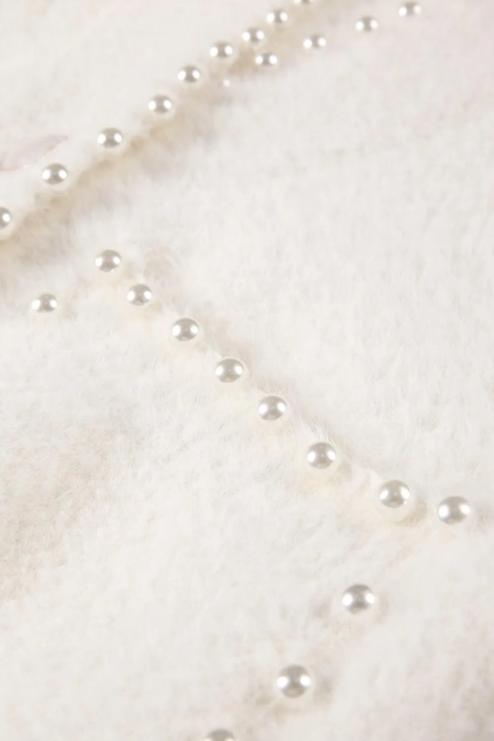 Carol Pearl Embellished Cardigan - White