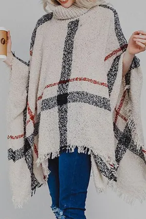 Casual Patchwork Tassel Turtleneck Cardigans(3 Colors)