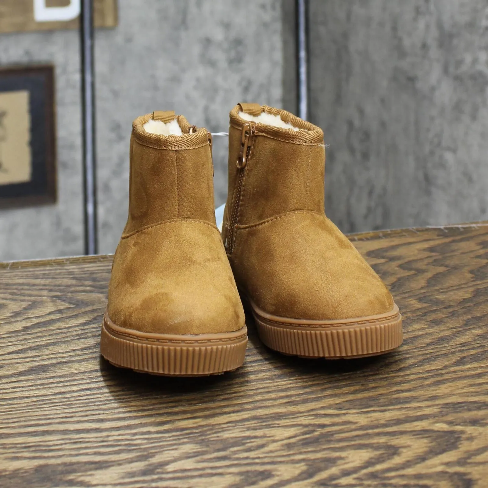 Cat & Jack Toddler Girls Arlo Zipper Shearling Style Boots ARL0 Cognac Brown 8T