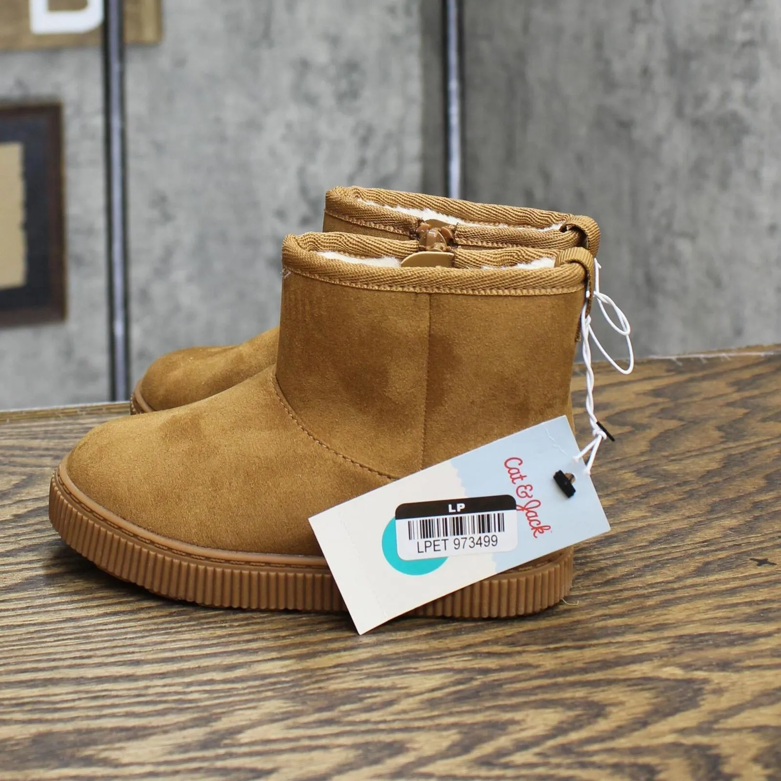 Cat & Jack Toddler Girls Arlo Zipper Shearling Style Boots ARL0 Cognac Brown 8T