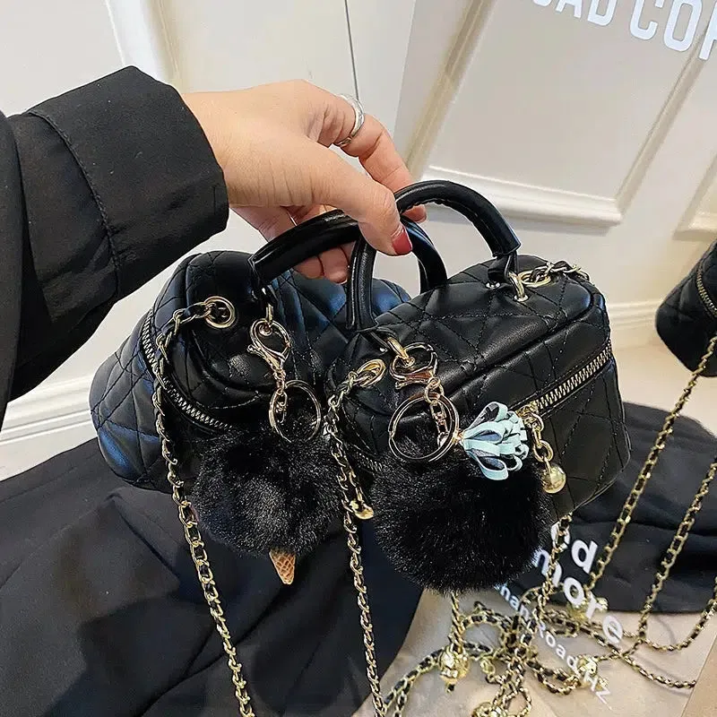 Chain Strap Quilted Bucket Shaped Bag