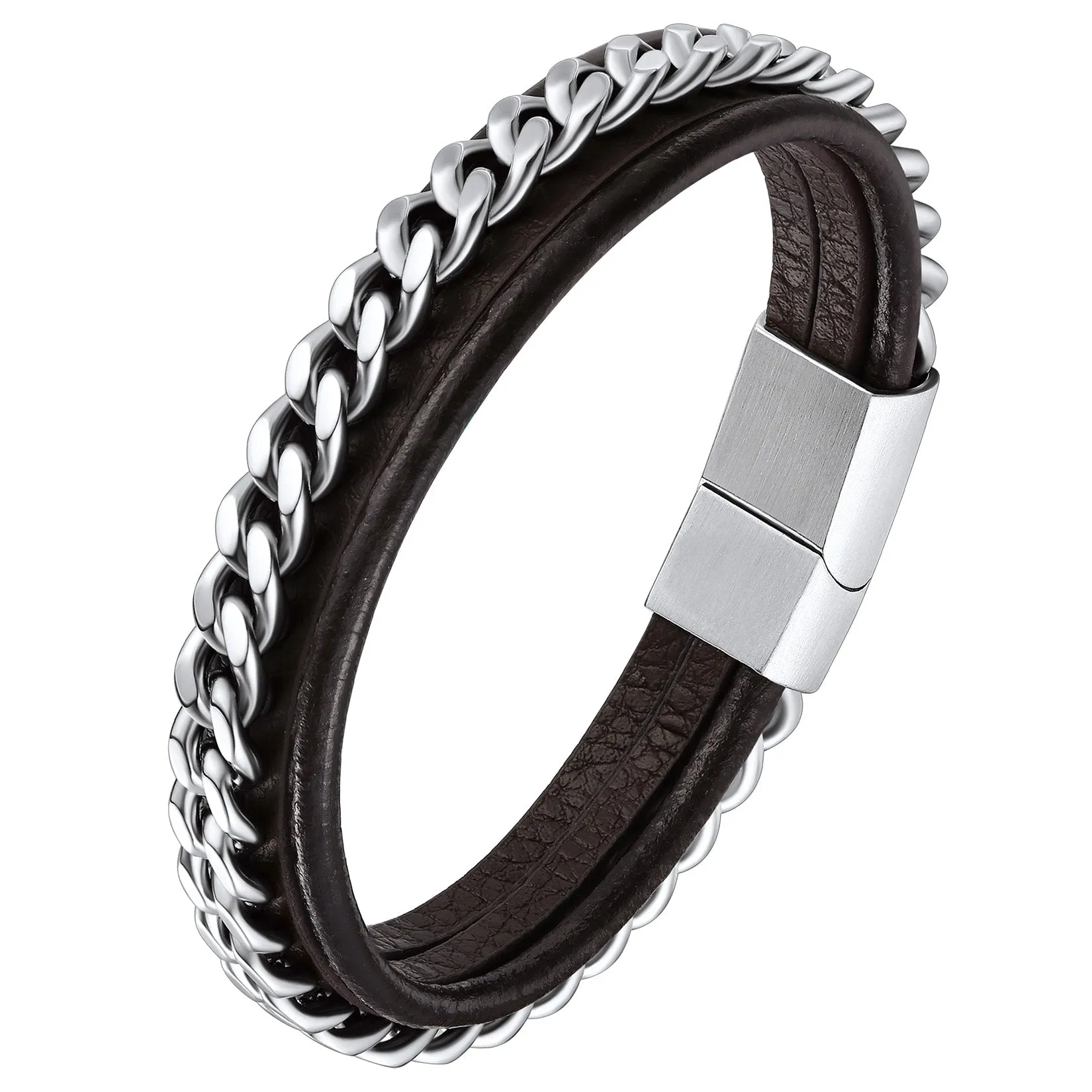 ChainsPro Braided Bracelet Leather Bracelet for Men Black Wristbands Bracelets Male Cool Bracelets Goth Bracelets