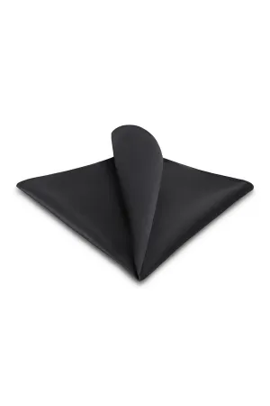 Charcoal Solid Satin Silk Pocket Square