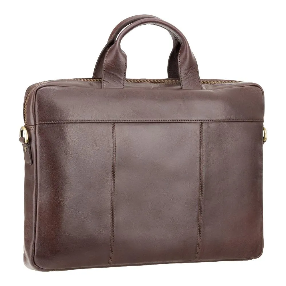 Charles 13" Leather Laptop Briefcase- Brown