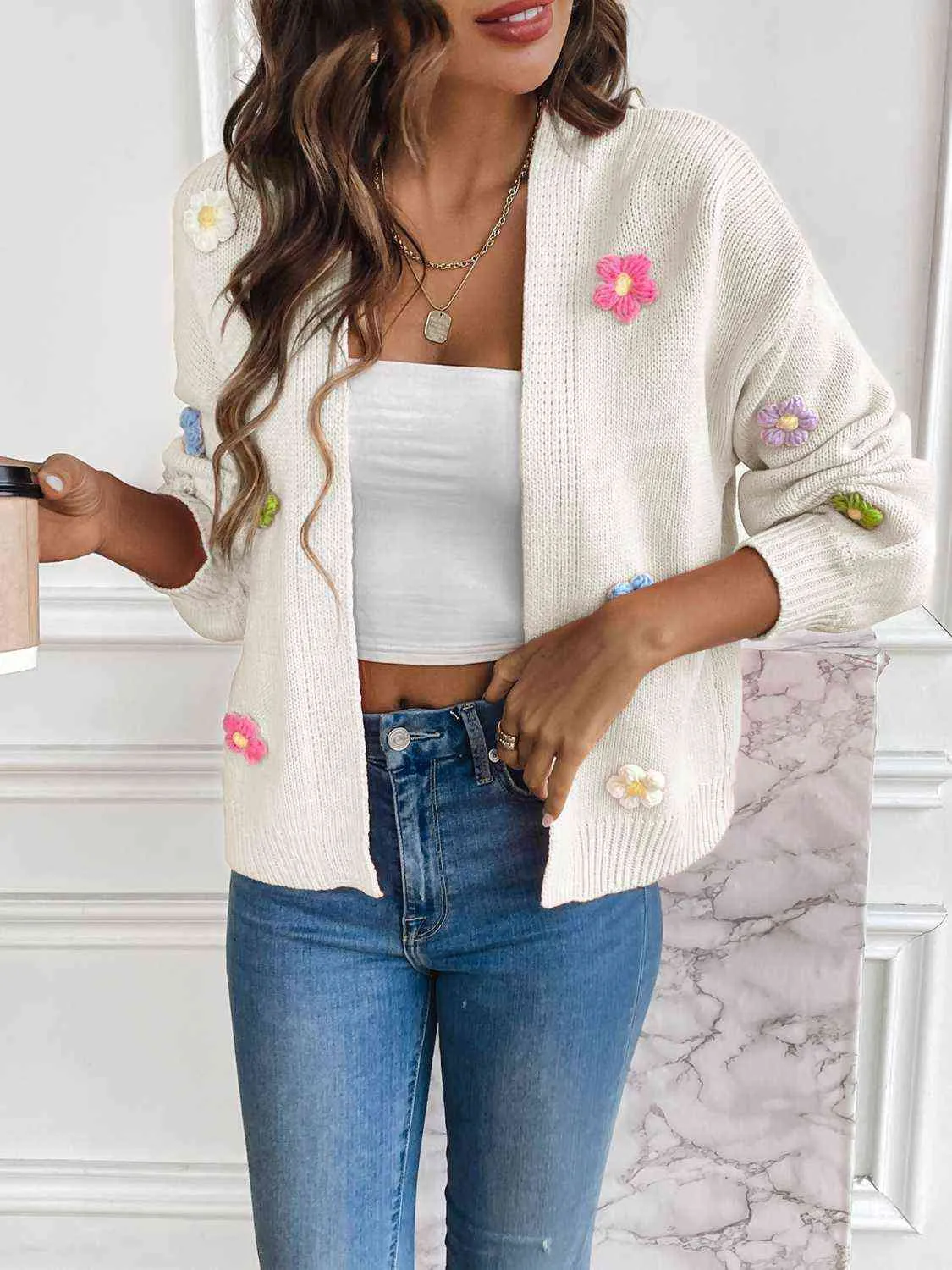 Cherith Floral Long Sleeve Open Front Cardigan