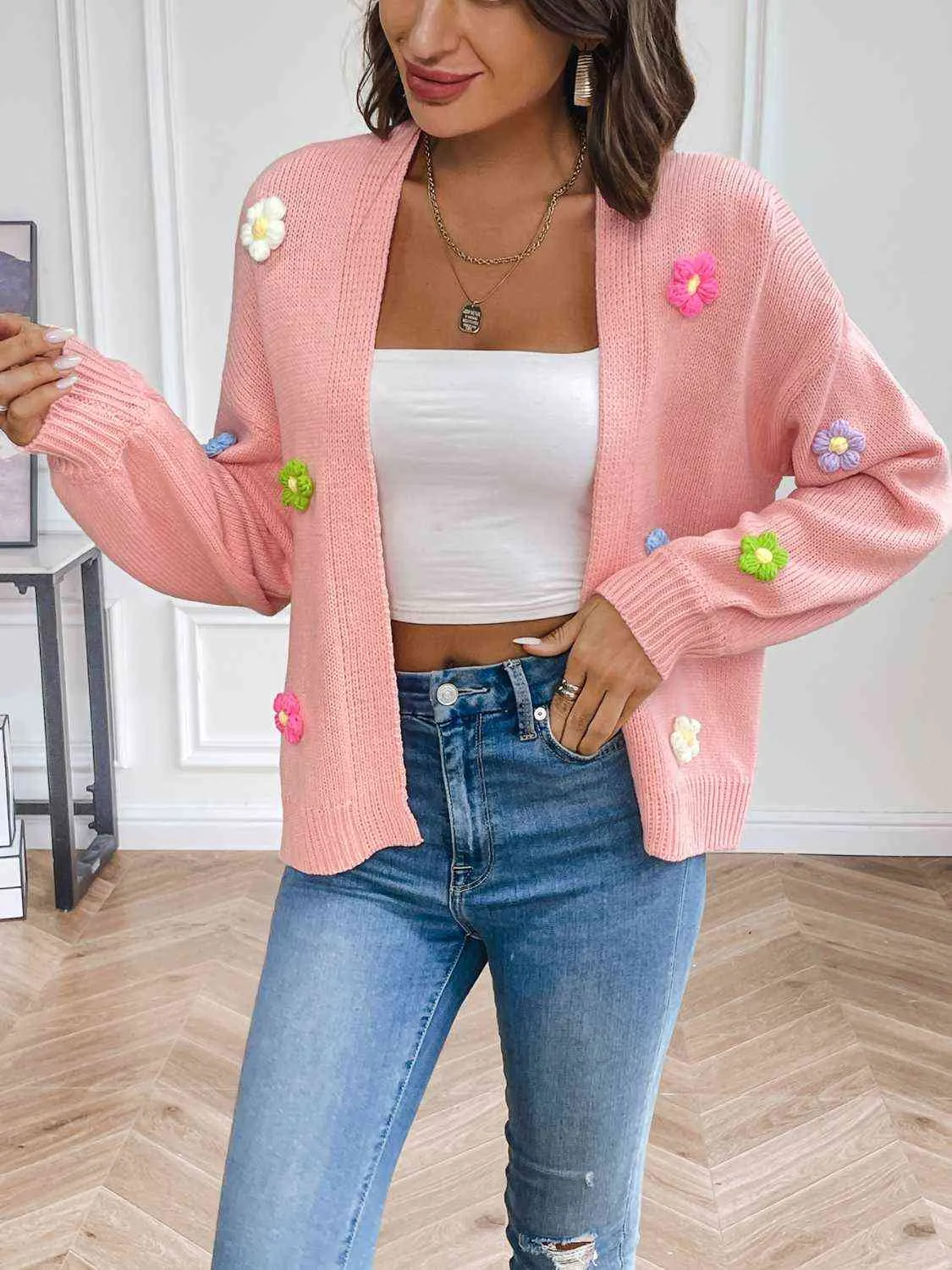 Cherith Floral Long Sleeve Open Front Cardigan