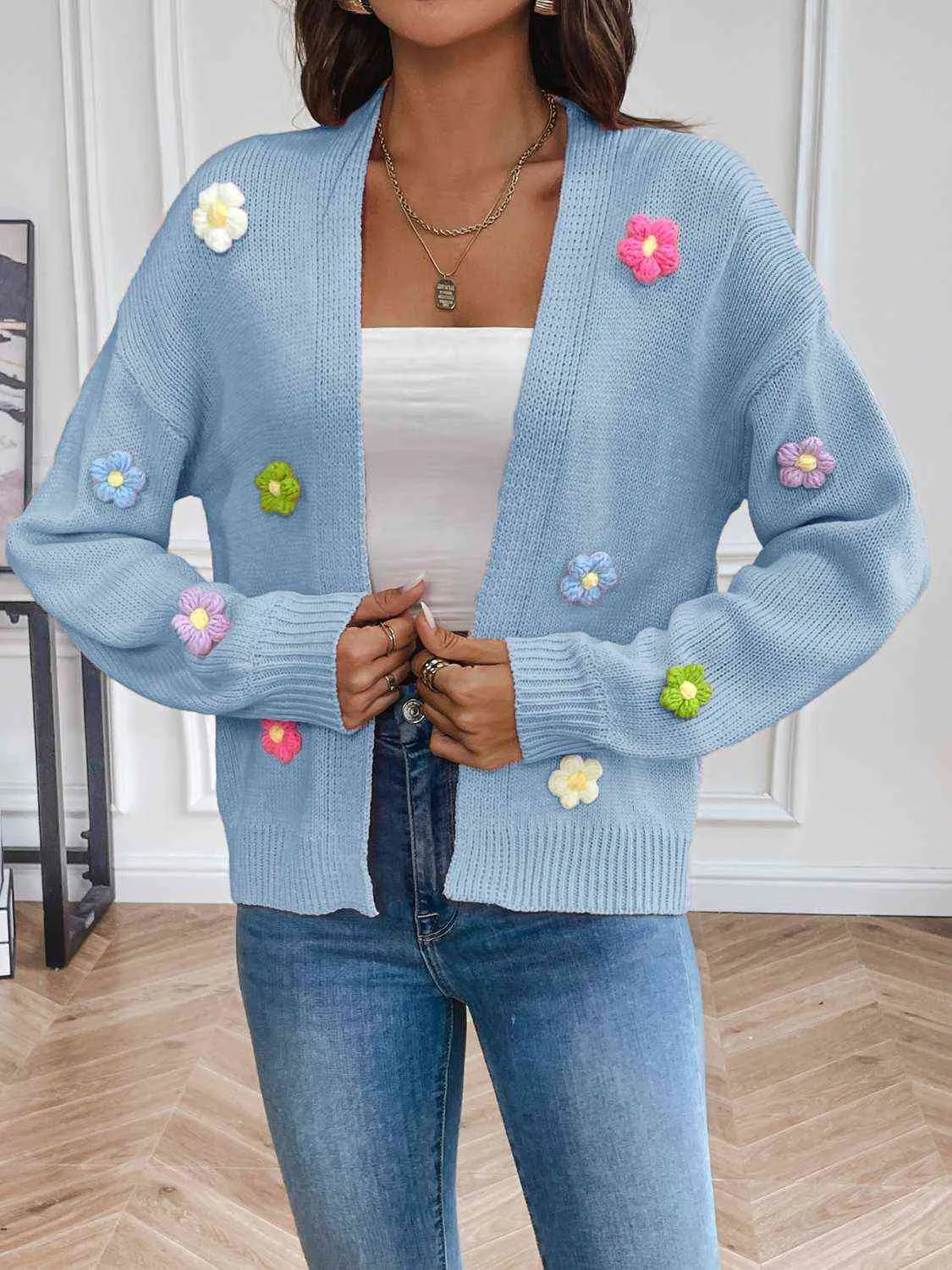 Cherith Floral Long Sleeve Open Front Cardigan