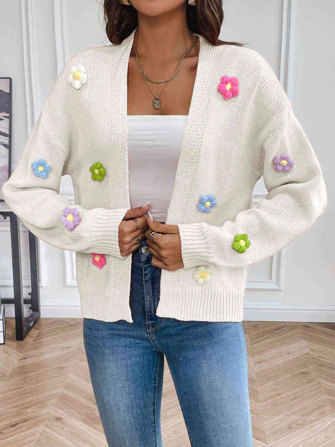 Cherith Floral Long Sleeve Open Front Cardigan