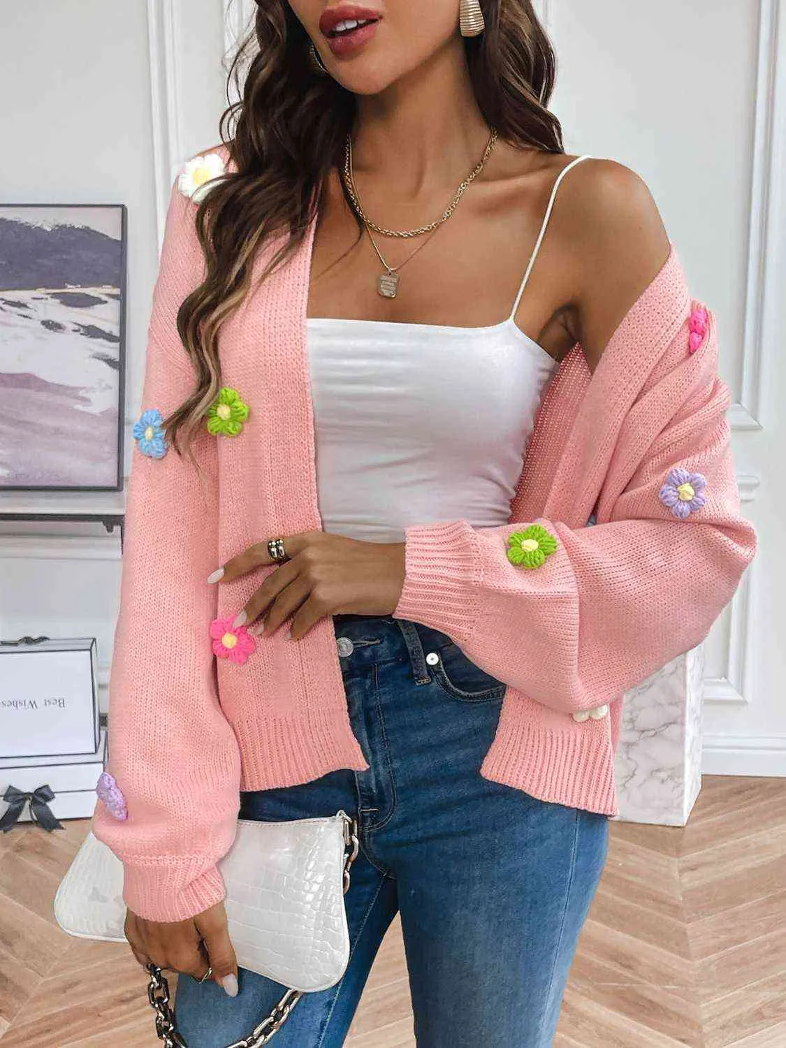 Cherith Floral Long Sleeve Open Front Cardigan