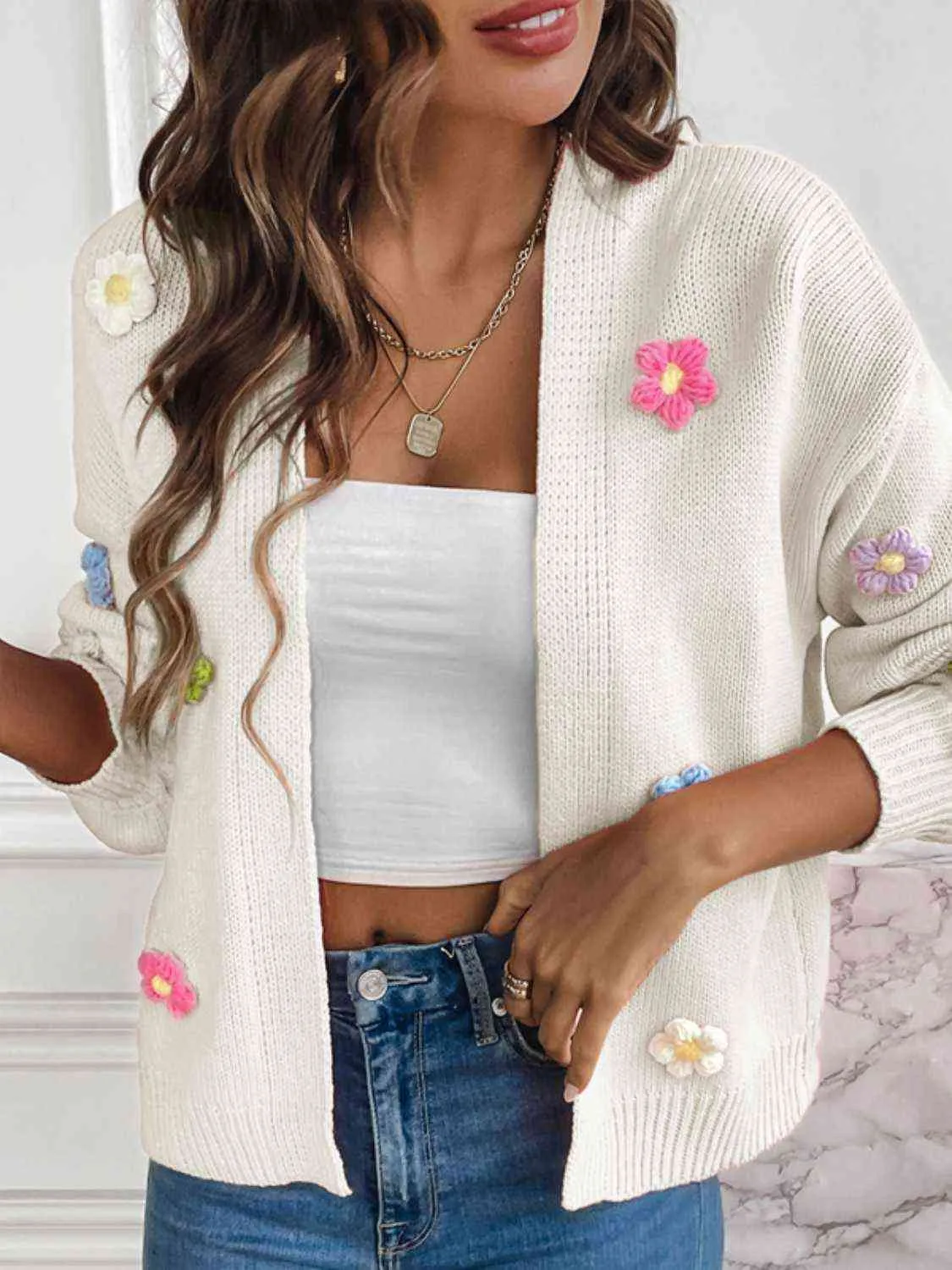 Cherith Floral Long Sleeve Open Front Cardigan