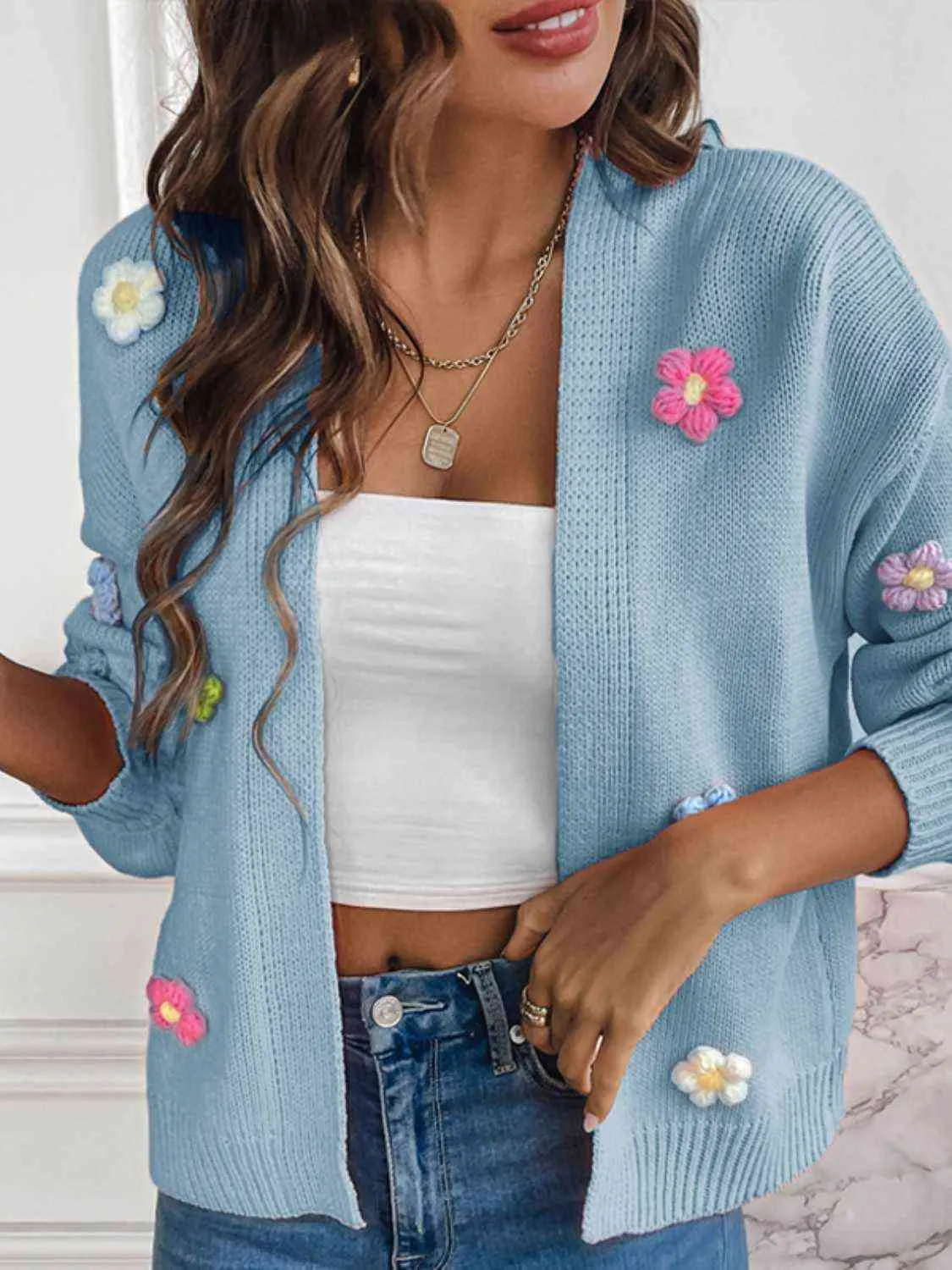 Cherith Floral Long Sleeve Open Front Cardigan