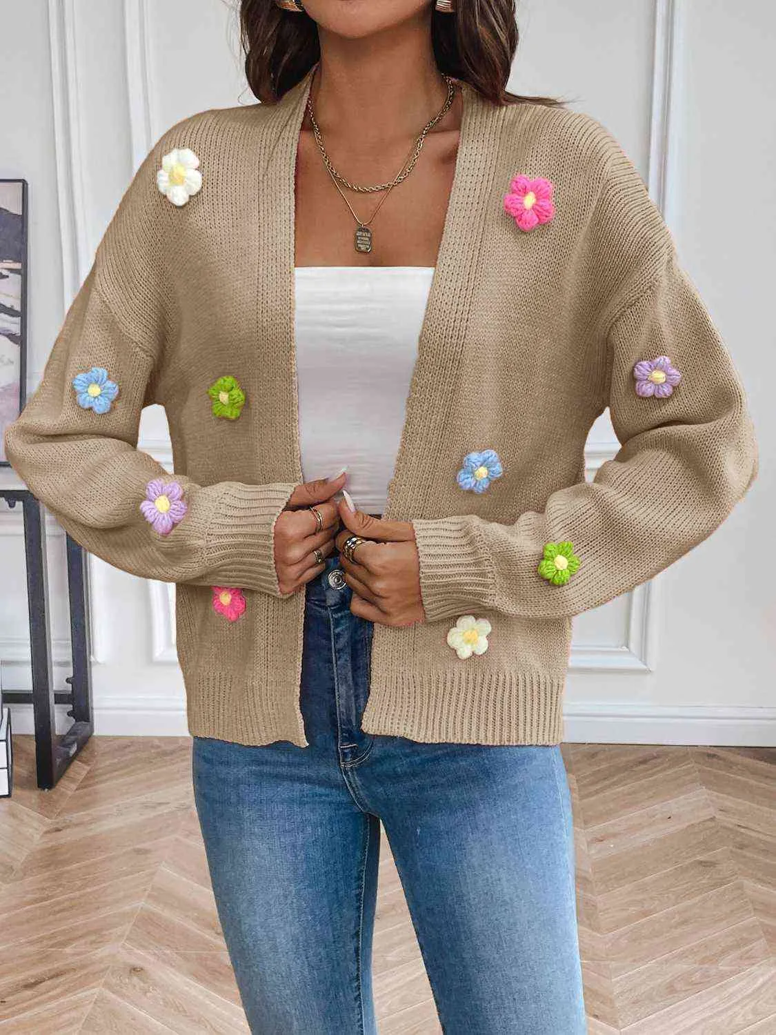 Cherith Floral Long Sleeve Open Front Cardigan