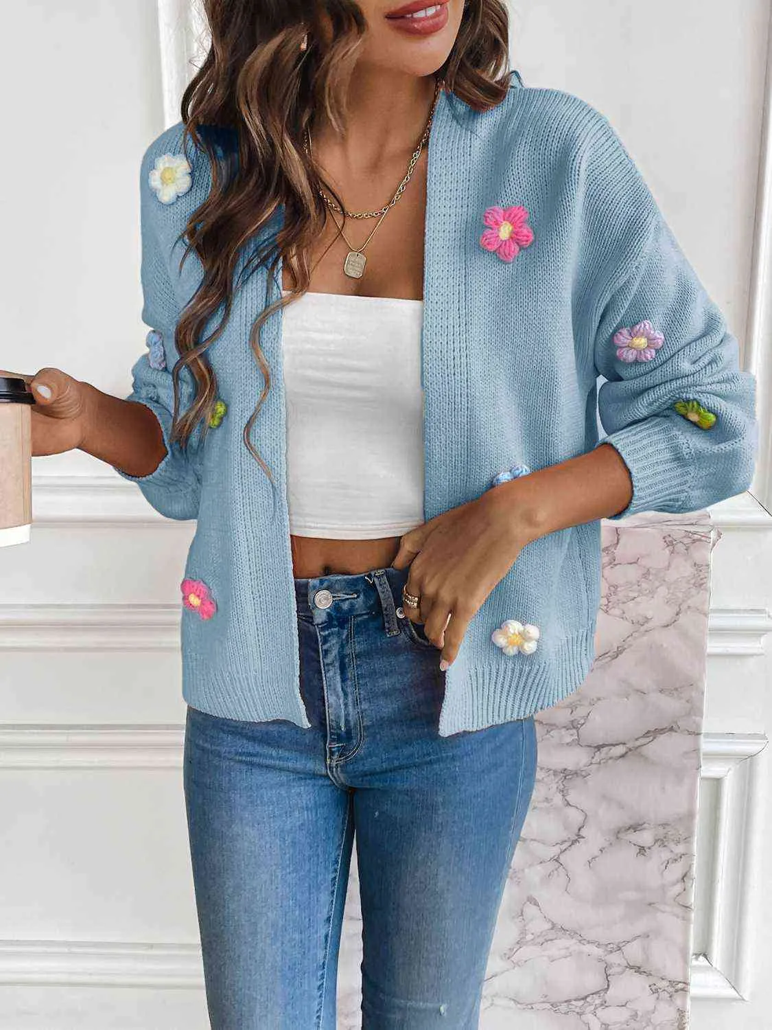 Cherith Floral Long Sleeve Open Front Cardigan