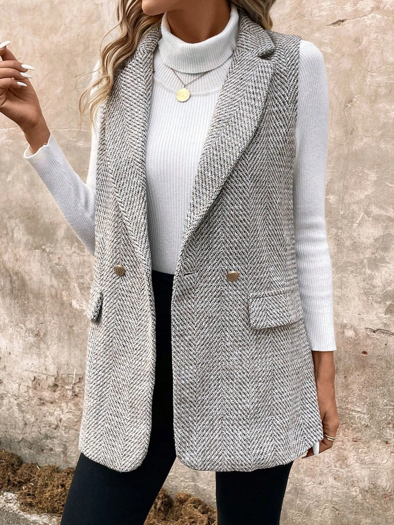 Cherry Vibes: Chaqueta de tweed sencilla para mujer en