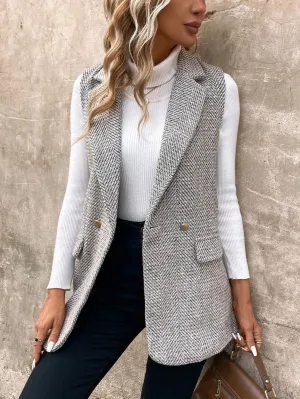 Cherry Vibes: Chaqueta de tweed sencilla para mujer en
