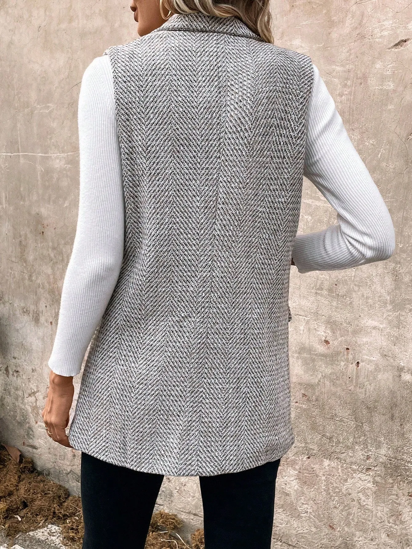 Cherry Vibes: Chaqueta de tweed sencilla para mujer en