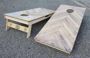 Chevron White Pallet Cornhole Boards Direct Print