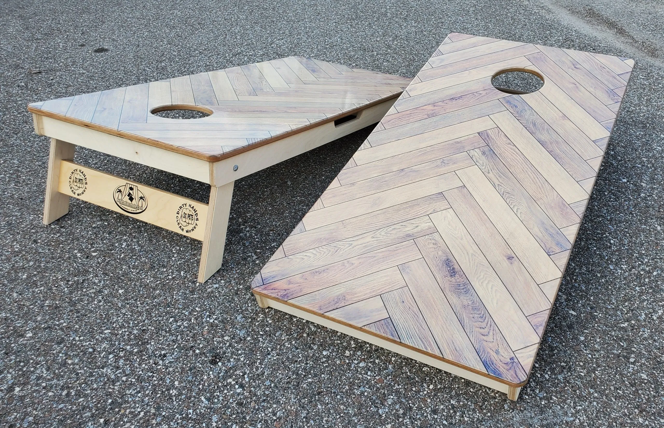 Chevron White Pallet Cornhole Boards Direct Print