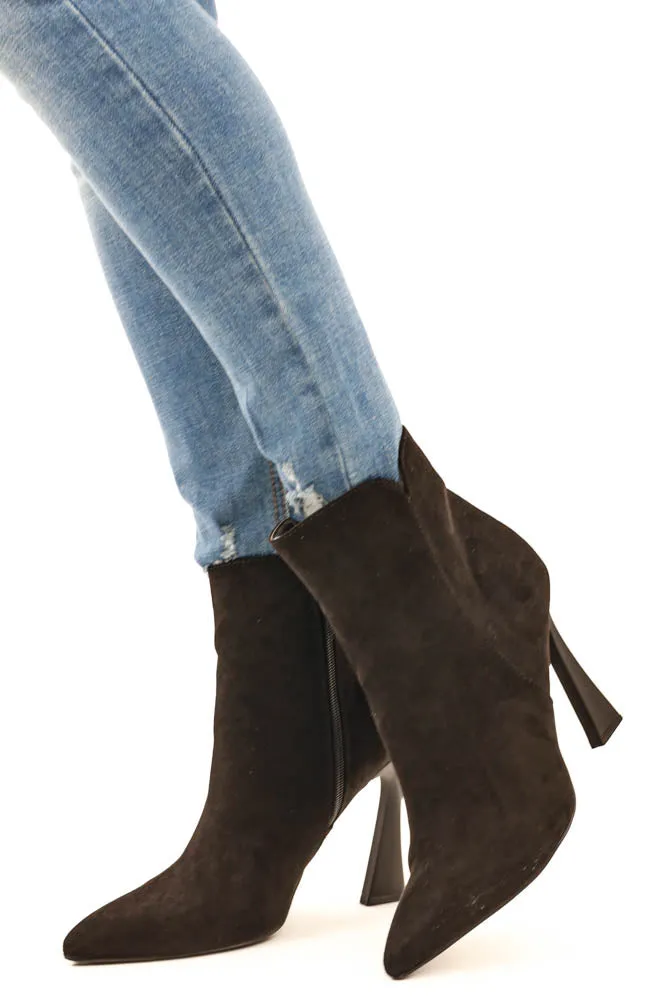 Chic Pointy Toe High Heel Ankle Bootie