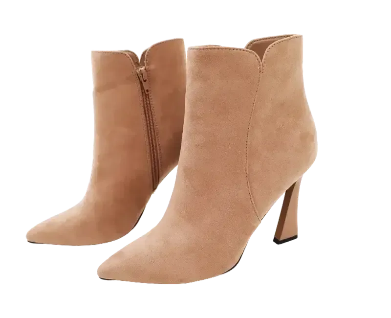 Chic Pointy Toe High Heel Ankle Bootie