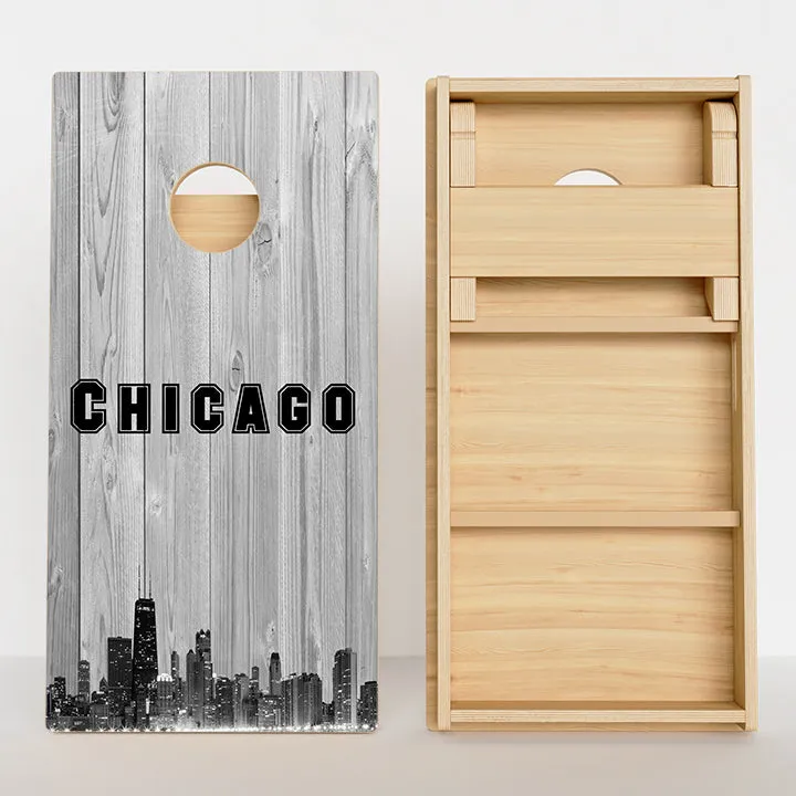 Chicago Black & White City Baseball Professional Cornhole Boards