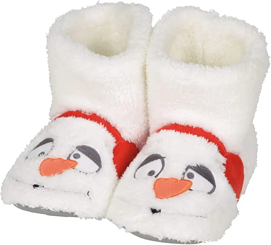 Child Snowman Fuzzy Slippers, Size Medium 9-10