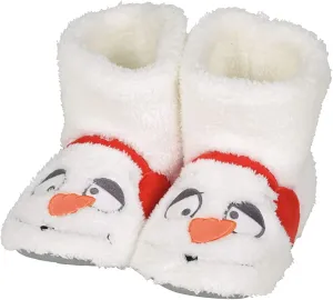 Child Snowman Fuzzy Slippers, Size Small 7-8