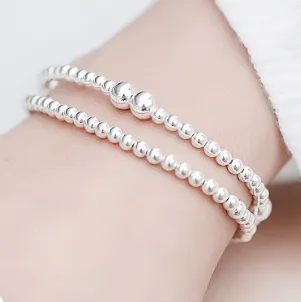 Children's Bracelets:  Sterling Silver Ball Bracelets - Stretch