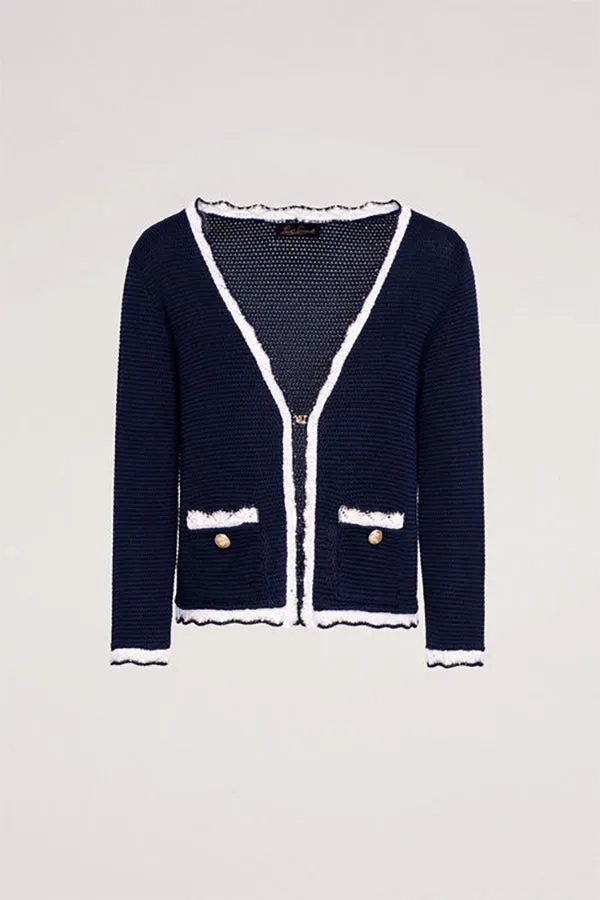 CHINO BLUE BON-TON CARDIGAN