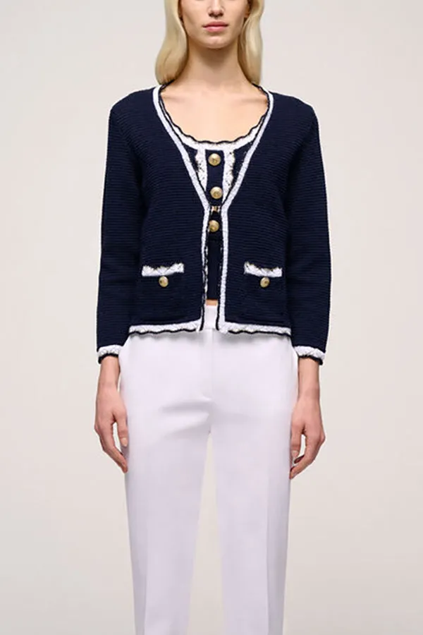 CHINO BLUE BON-TON CARDIGAN