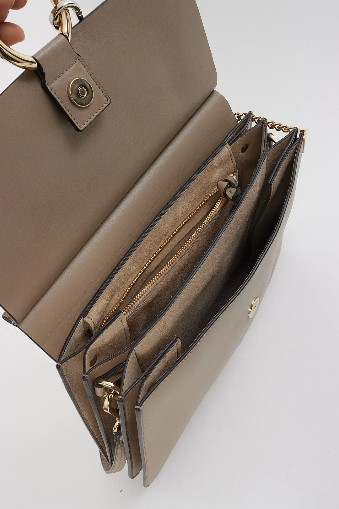 Chloé Grey Leather Medium Faye Shoulder Bag