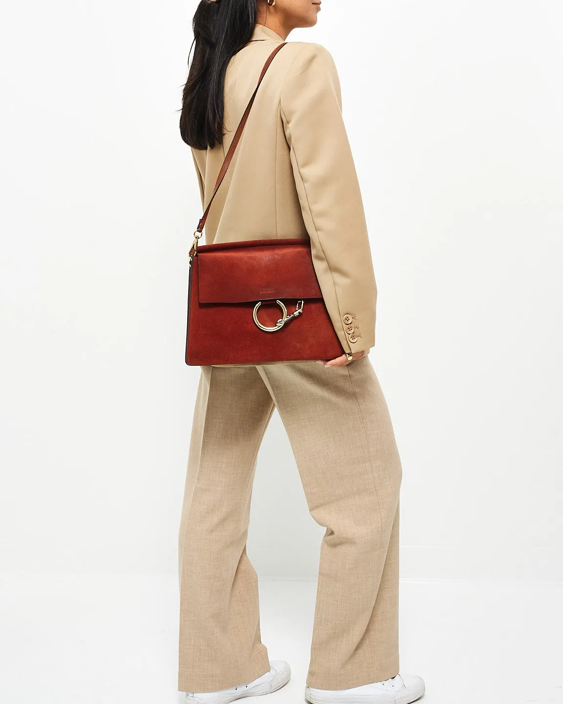 Chloé Rust Suede Medium Faye Bag
