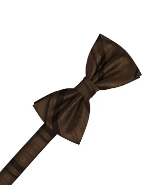 Chocolate Striped Satin Bow Tie