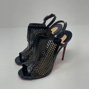 Christian Louboutin Black and gold Heels open toe leather booties