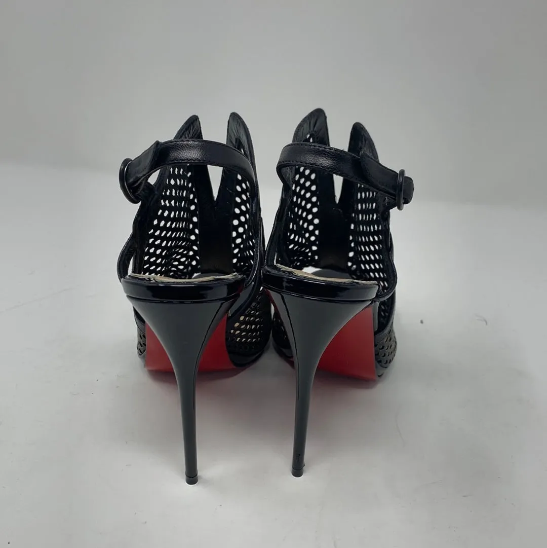 Christian Louboutin Black and gold Heels open toe leather booties