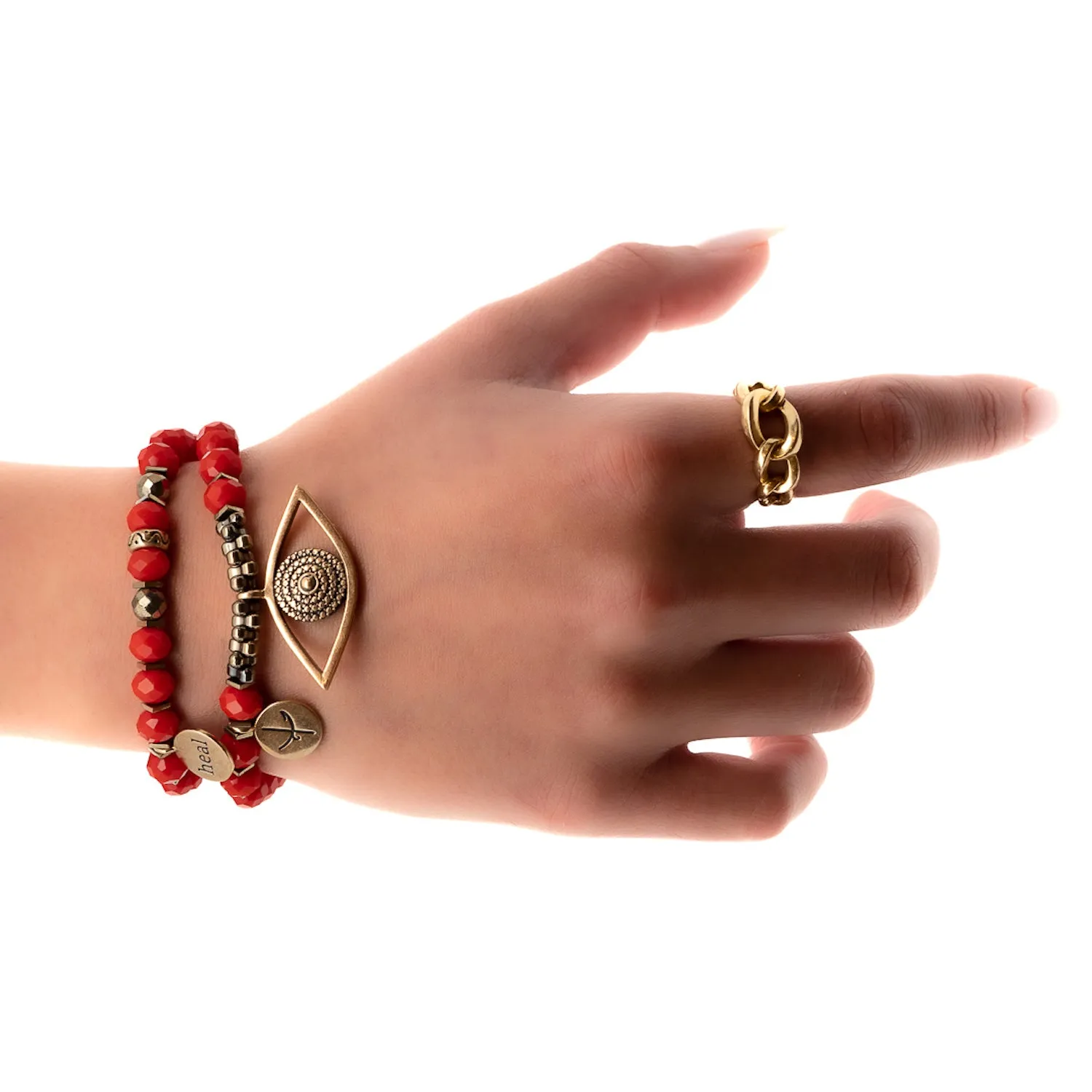 Christmas Energy Evil Eye & Heal Charm Red Double Wrap Bracelet