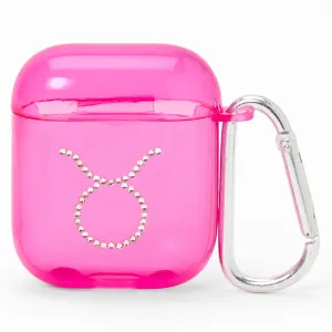 Claire's Pink Taurus Zodiac Earbud Case Cover - Compatible with Apple AirPods