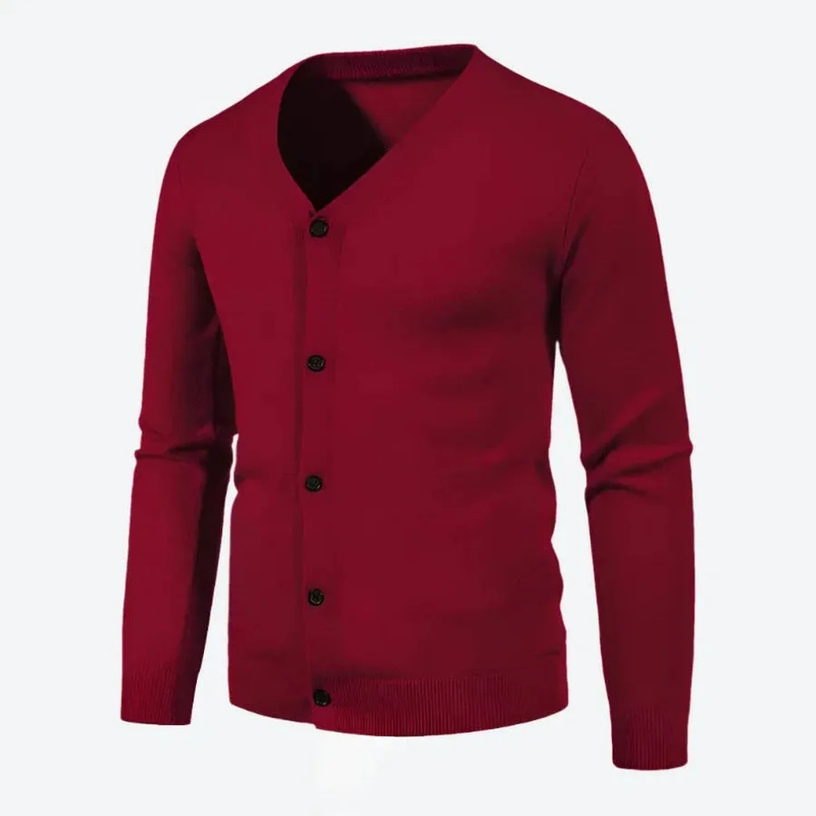Classic V-Neck Button-Up Knit Cardigans