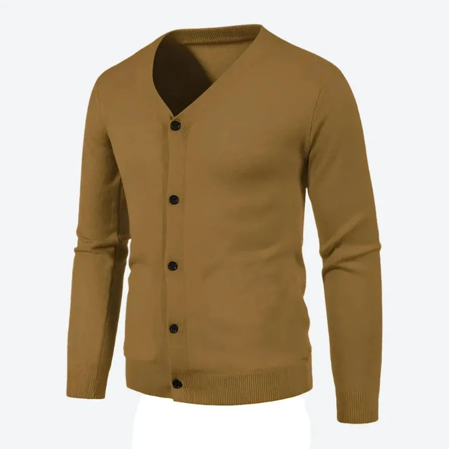 Classic V-Neck Button-Up Knit Cardigans