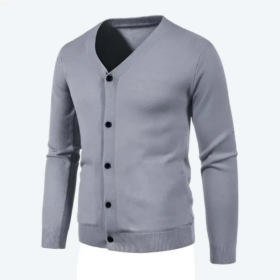 Classic V-Neck Button-Up Knit Cardigans