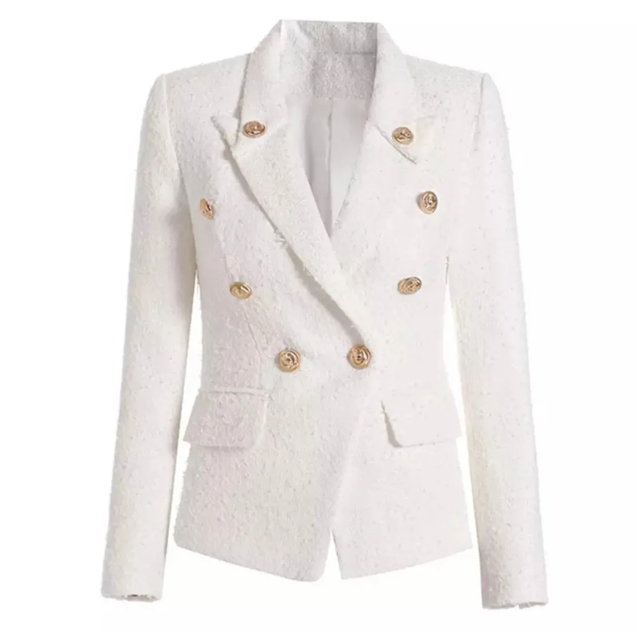 Classic White Textured Blazer