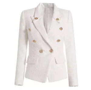 Classic White Textured Blazer