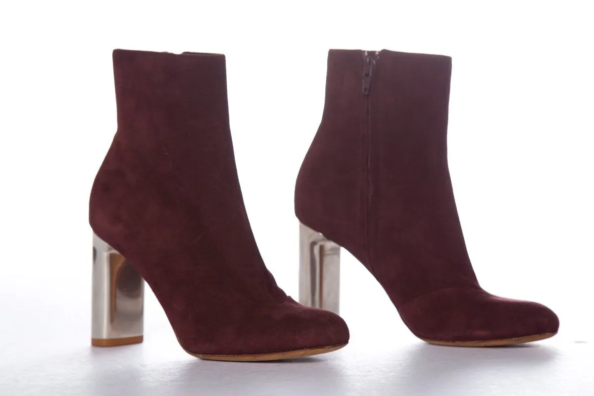 Céline Burgundy Suede Booties SZ 35.5