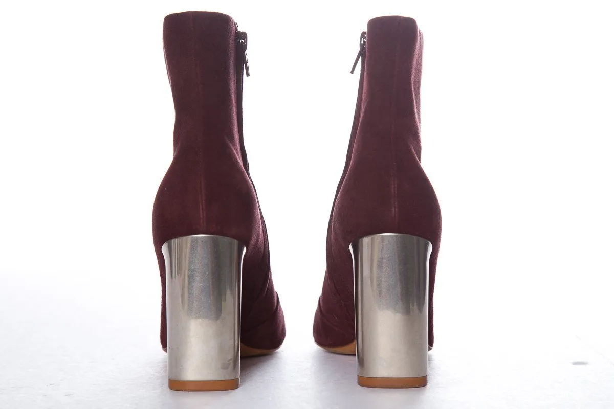 Céline Burgundy Suede Booties SZ 35.5