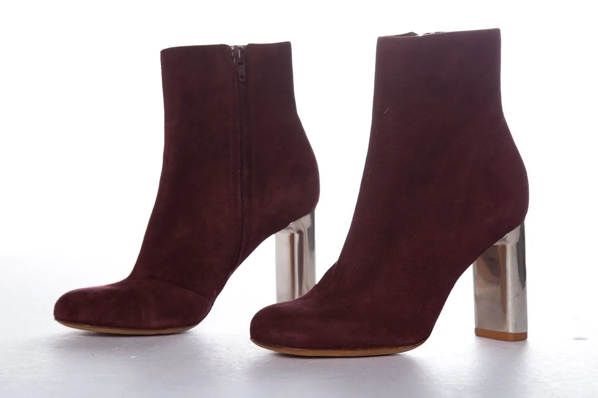 Céline Burgundy Suede Booties SZ 35.5